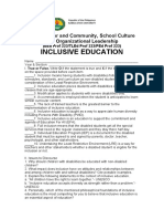 Inclusive Education: The Teacher and Community, School Culture and Organizational Leadership