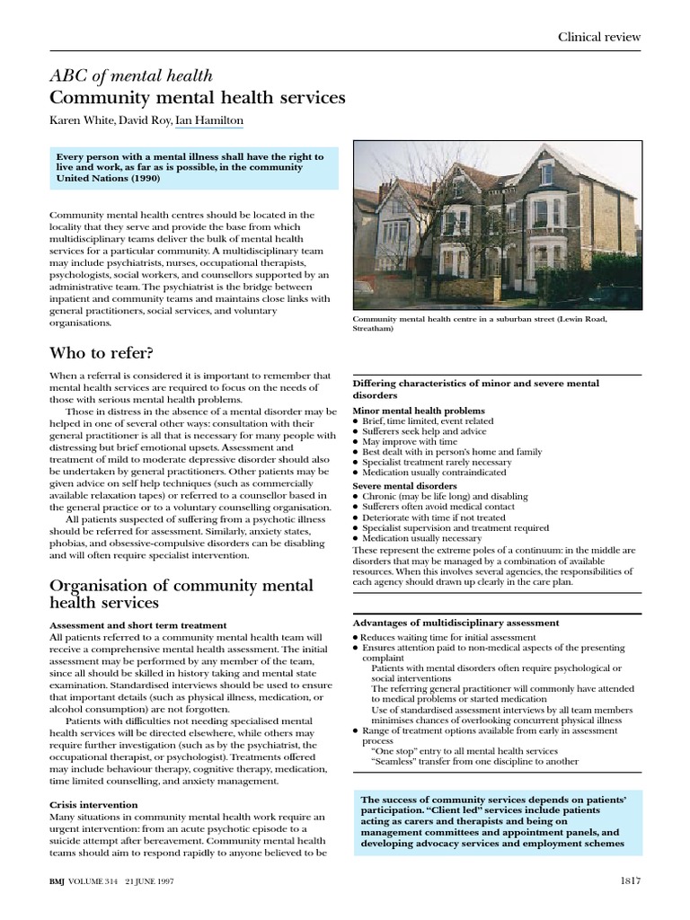 ABC of Mental Health Community Mental He | Download Free PDF | Mental ...