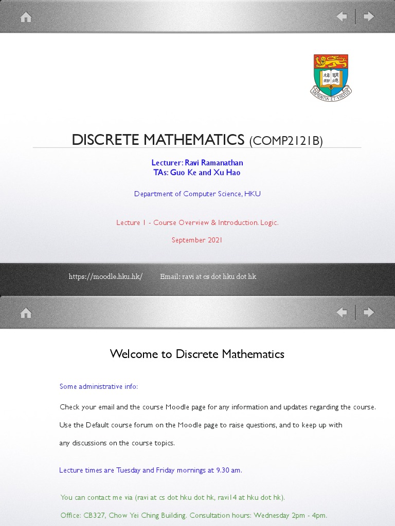 Introduction to Discrete Mathematics: An Overview of the COMP2121B ...