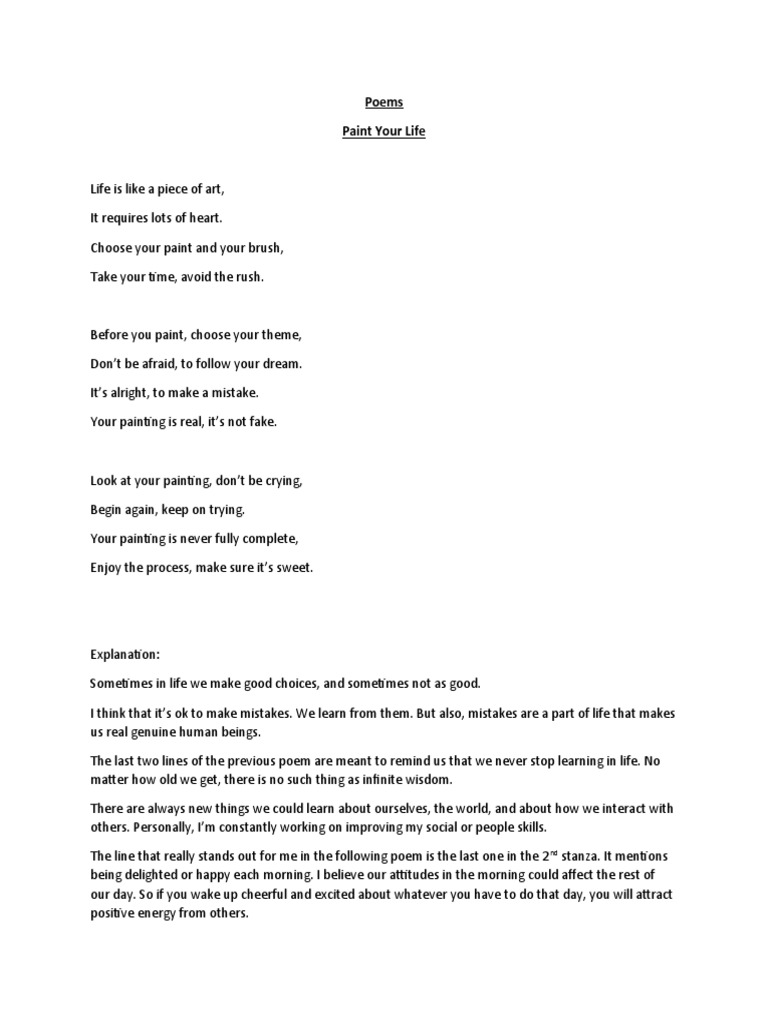 Poems Paint Your Life PDF Communication Cognitive Science