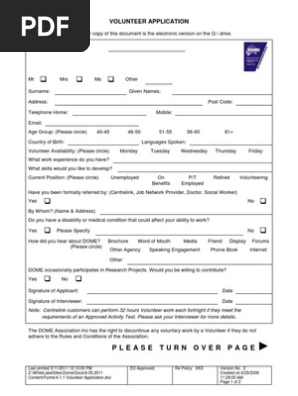 Volunteer Application
