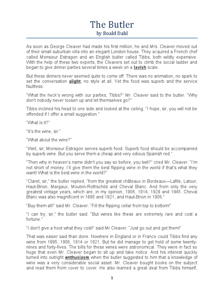 Listen To A Short Story (The Butler) | PDF | Fermented Drinks | Wine