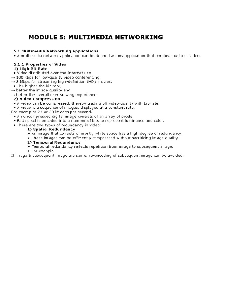 Module 5 of Computer Networking Notes HKBK Vtu PDF Streaming Media