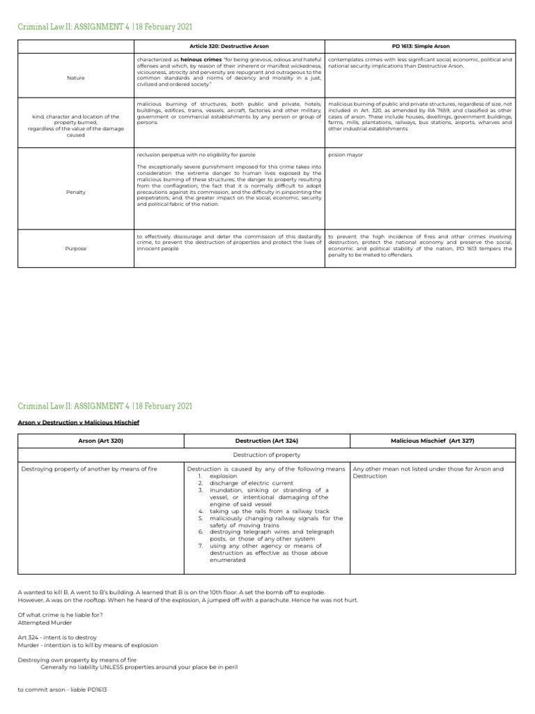 Destructive Arson Vs Simple Arson Download Free PDF Crime & Violence Arson