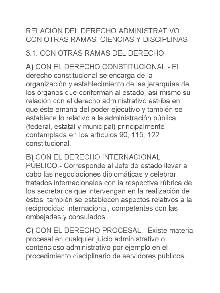RELACIÓN DEL DERECHO ADMINISTRATIVO CON OTRAS RAMAS