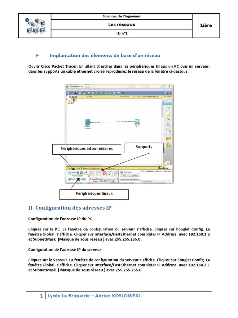 Configuration et Tests de Réseaux IP | PDF | Adresse IP | Protocoles ...