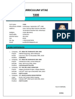 Curriculum Vitae Y A Ni: Personal Data