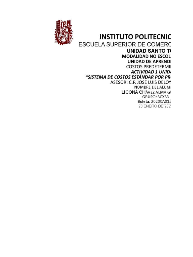 Un5 Act1 | PDF | Presupuesto | Inventario