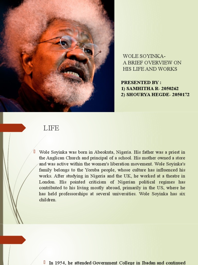 Wole Soyinka intelligence overview