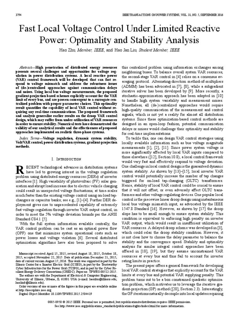 Fast Local Voltage Control Under Limited Reactive Power Optimality and ...