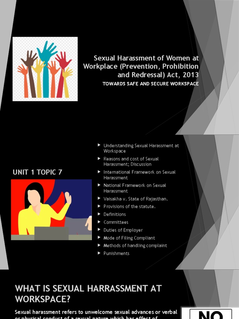 Sexual Harassment of Women at Workplace (Prevention, Prohibition and ...