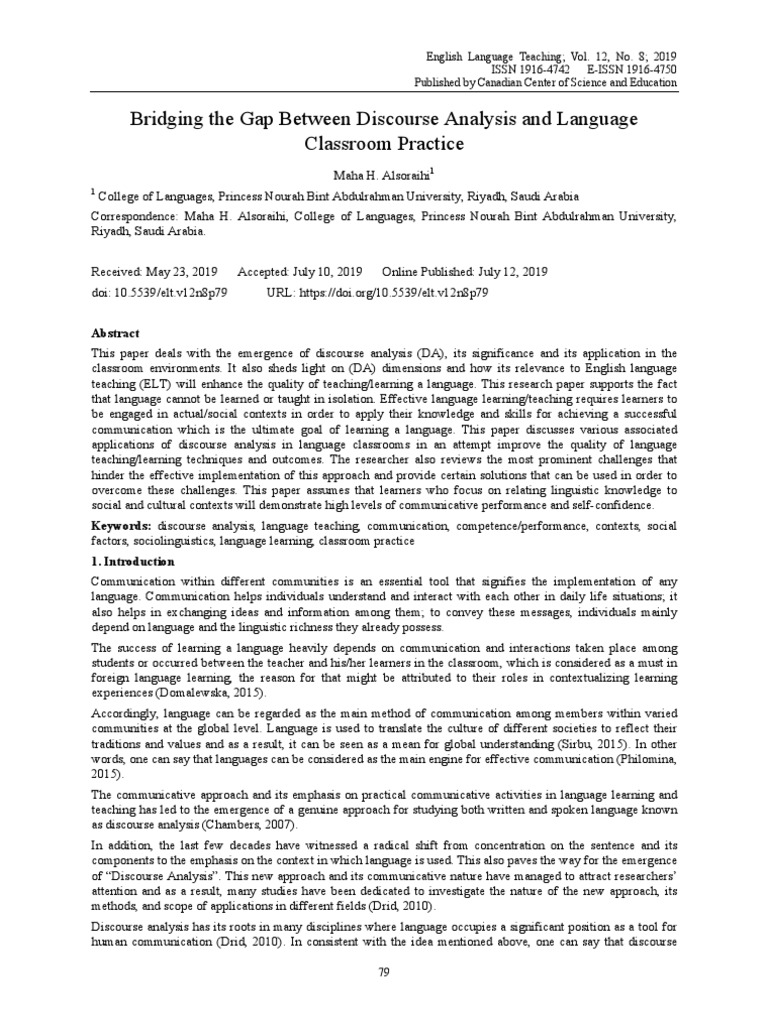 Discourse Analysis in Language Teaching | PDF | Language Education ...