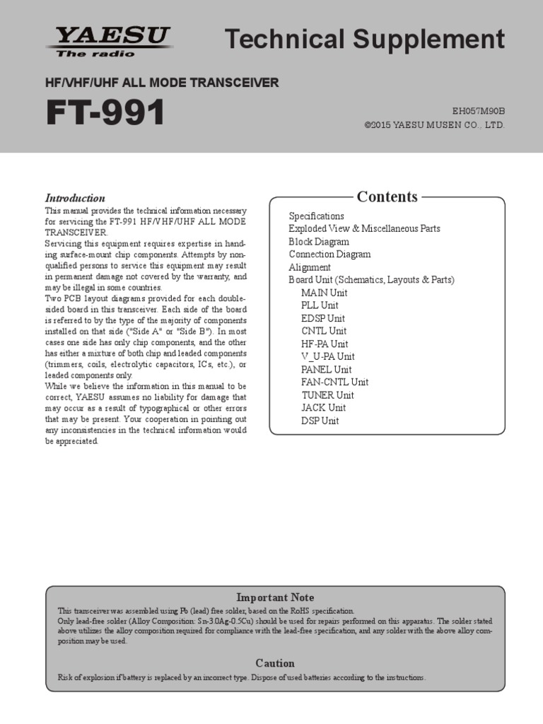 Yaesu Ft-991 Technical Supplement | PDF | Frequency Modulation