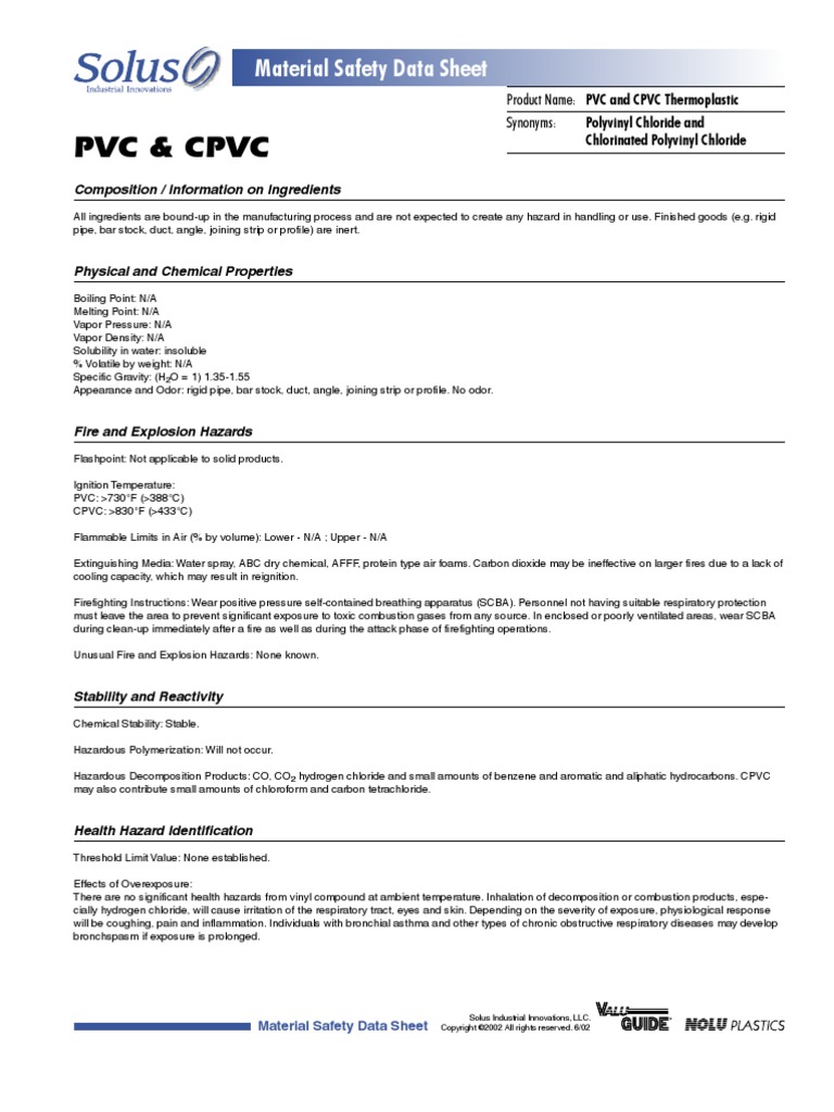 PVCMSDS Polyvinyl Chloride Firefighting