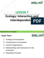 Lesson 7: Ecology: Interaction and Interdependence