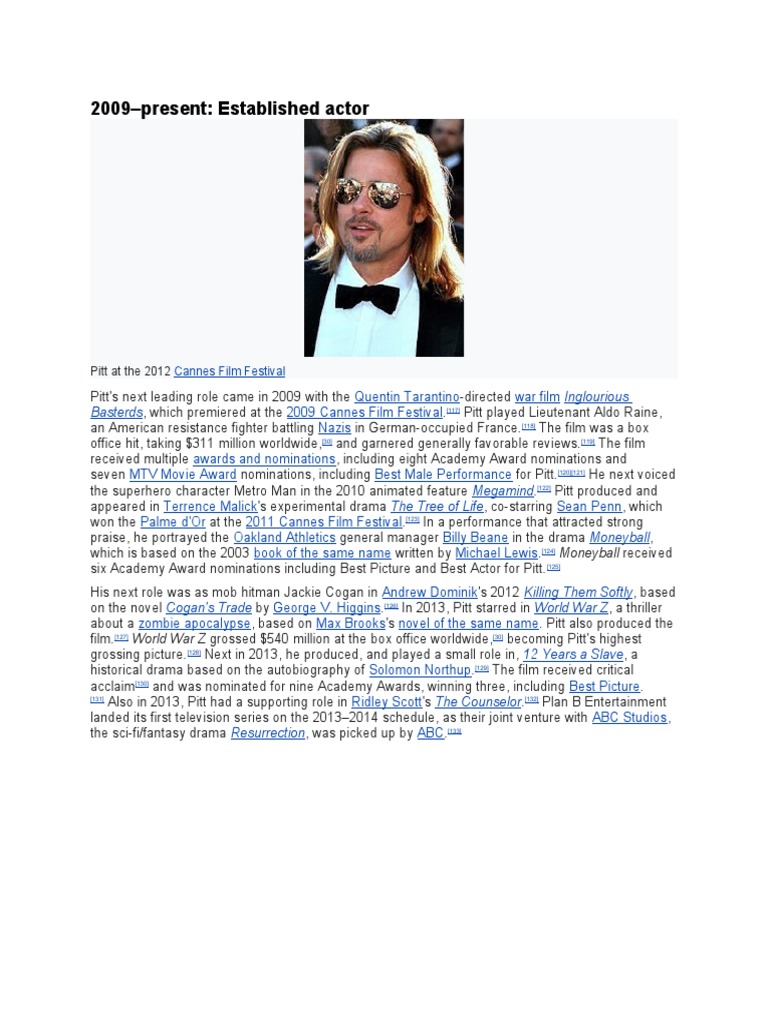 2009Present Established Actor Inglourious Basterds PDF