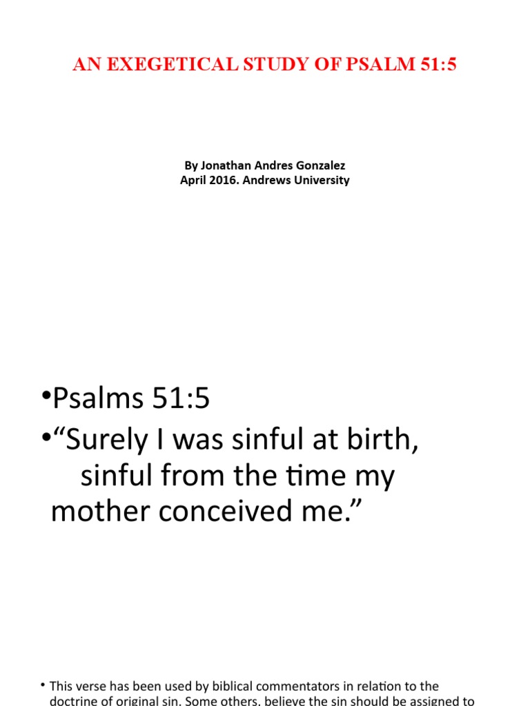 Exegetical Insights on Psalm 51:5 | PDF | Ruth (Biblical Figure) | David