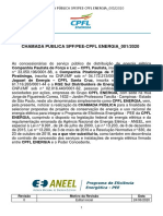 Edital Da Chamada Pública de Projetos Da CPFL Energia Nº 001 - 2020