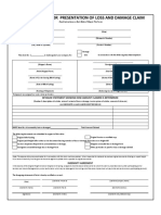 Standard Form For Presentation of Loss and Damage Claim