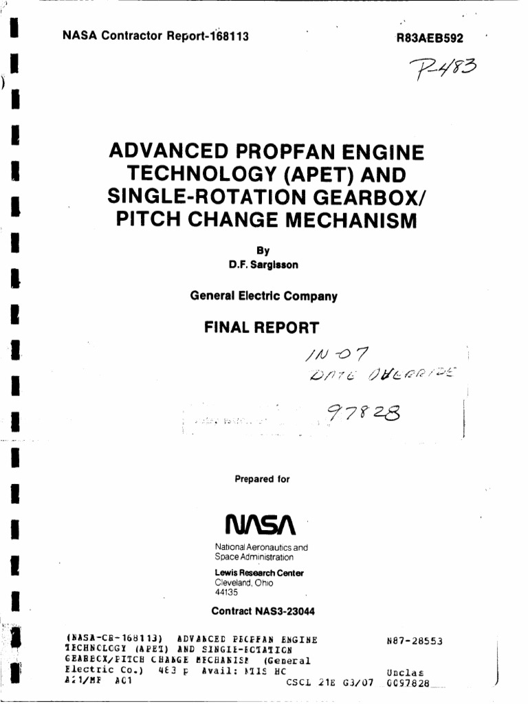 Advanced Propfan Engine Technology Report | PDF | Aircraft | Airplane