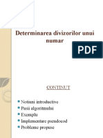 Determinarea Divizorilor Unui Numar