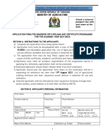 Application Form For Admission 2021-2022