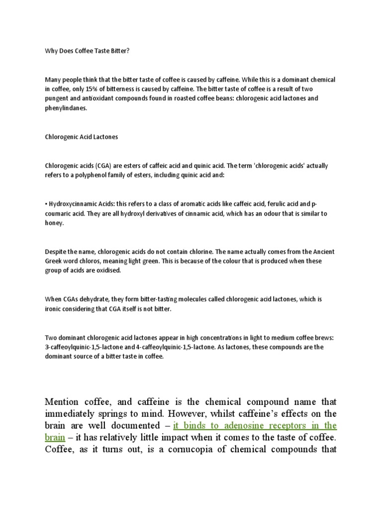 Why Does Coffee Taste Bitter PDF Coffee Taste