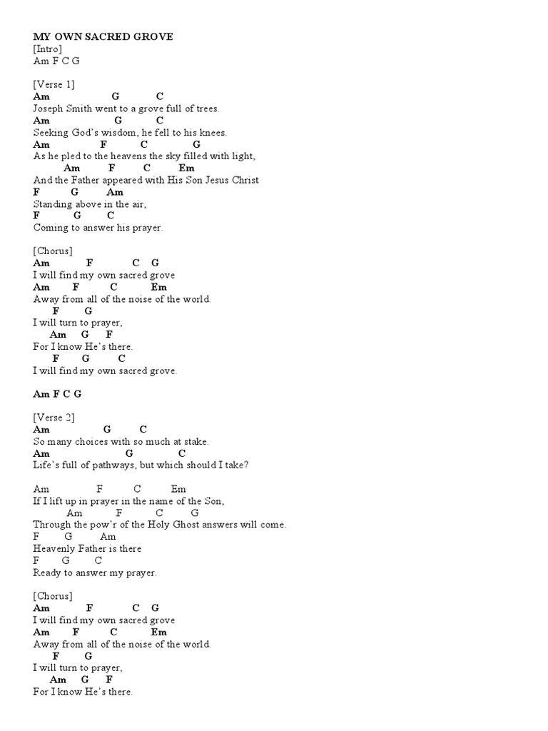 My Own Sacred Grove | PDF | Prayer | God The Father for My Own Sacred Grove Sheet Music Pdf Free Printable