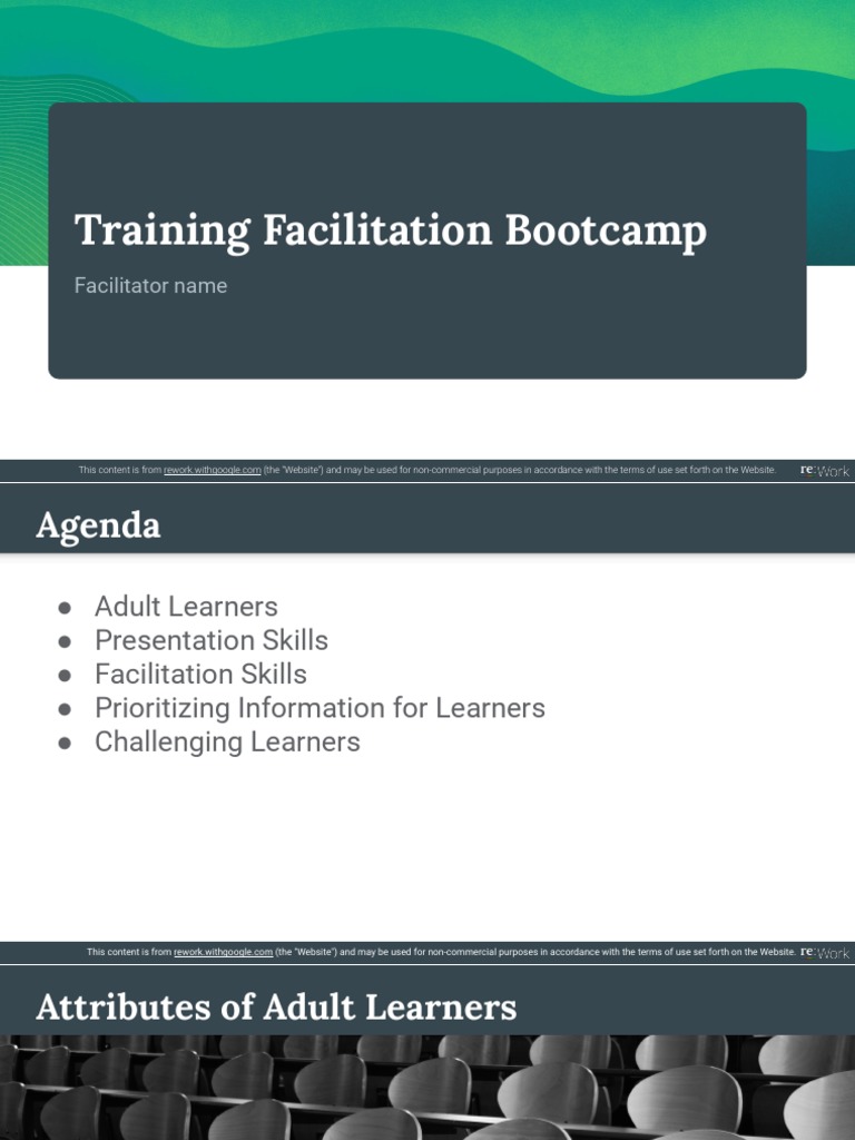 Training Facilitation Bootcamp Overview | PDF | Learning | Neuroscience