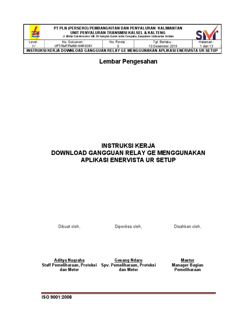 IK Download Gangguan Relay GE Menggunakan Enervista UR Setup PDF