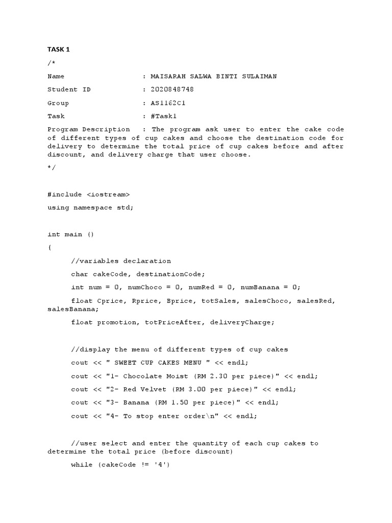 CSC126 & CSC134 Individual Assignments | PDF | Namespace | Computer ...