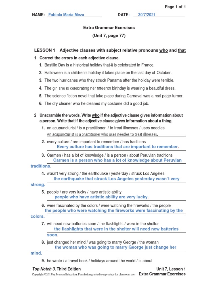 Level 4 UNIT - 07 - Extra - Gram - Exercises | PDF