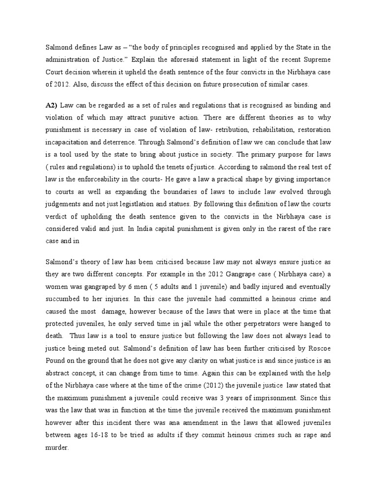 Salmond Defines Law As PDF Punishments Justice