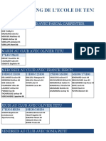 Planning de L'Ecole de Tennis-2013/2014: Lundi Au Club Avec Pascal Carpentier