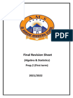 Final Revision Sheet: (Algebra & Statistics) Prep.2 (First Term)