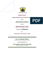 2010 Fiscal Year: Budget Speech Budget Statement and Economic Policy