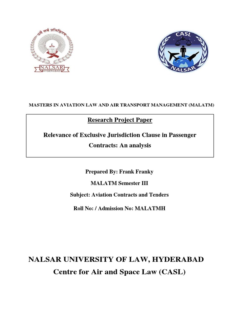 Relevance of Exclusive Jurisdiction Clause in Passenger Contracts An