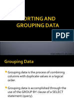 Sorting and Grouping Data