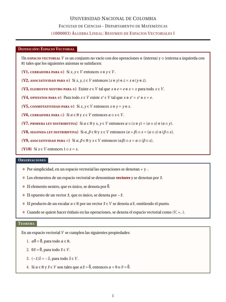 Introducción a Espacios Vectoriales | PDF | Espacio vectorial | Base ...