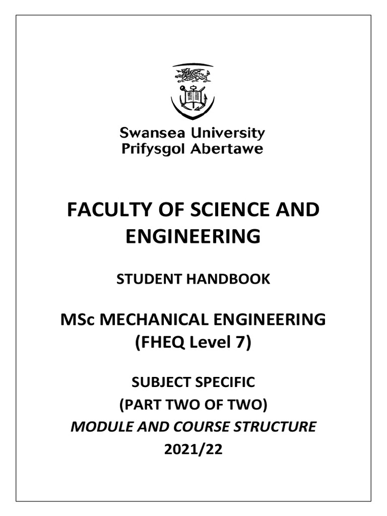 MSc Mechanical Engineering Handbook 2021/22 | PDF | Thesis | Fluid Dynamics
