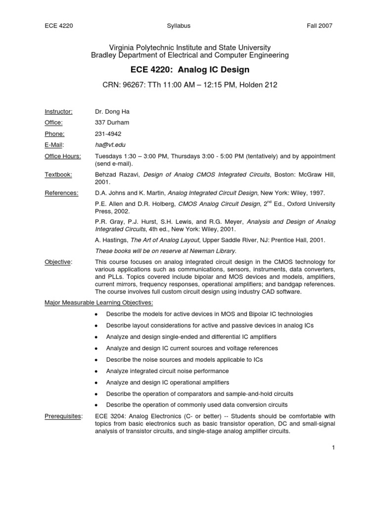 Analog Ic Design Syllabus Of Errors Infallibility