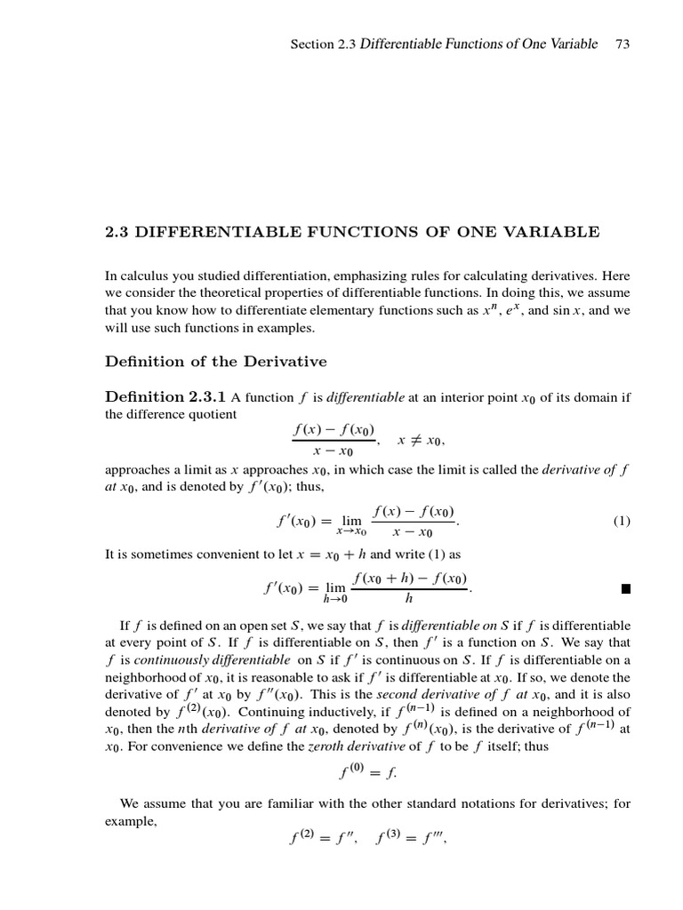 2.3 Differentiable Functions 12pp | PDF | Derivative | Maxima And Minima