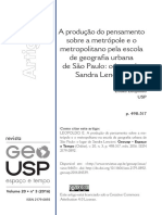 Leopoldo - A produção do pensamento sobre a metrópole e o metropolitano pela escola de geografia urbana de São Paulo- o lugar de Sandra Lencioni