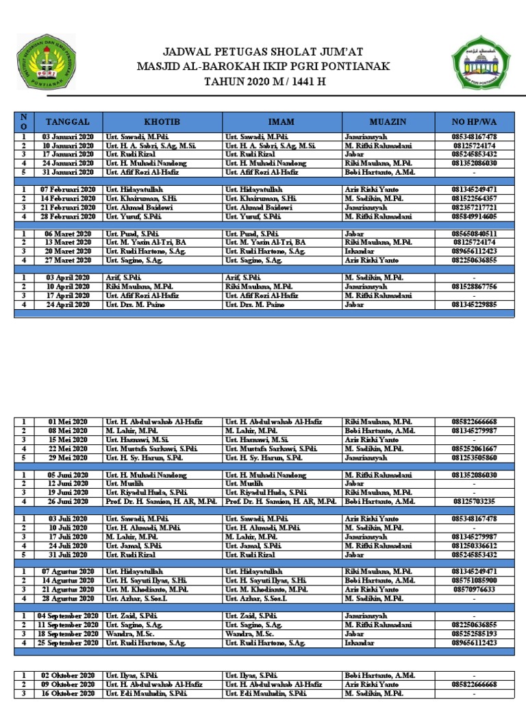 Jadwal 2020 | PDF