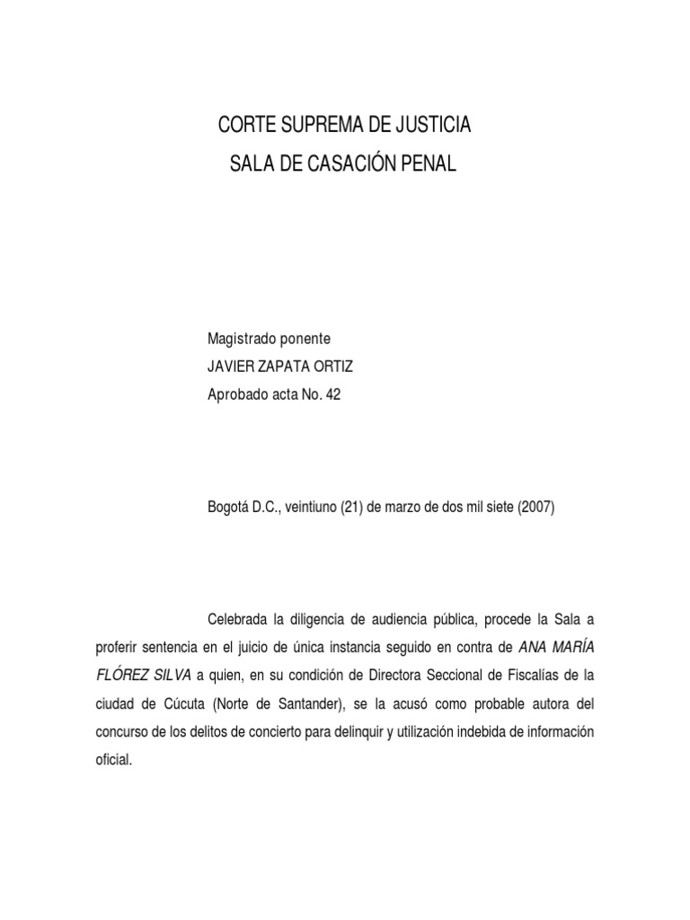 Sentencia contra Ana María Flórez Silva | PDF | Derecho penal | Policía