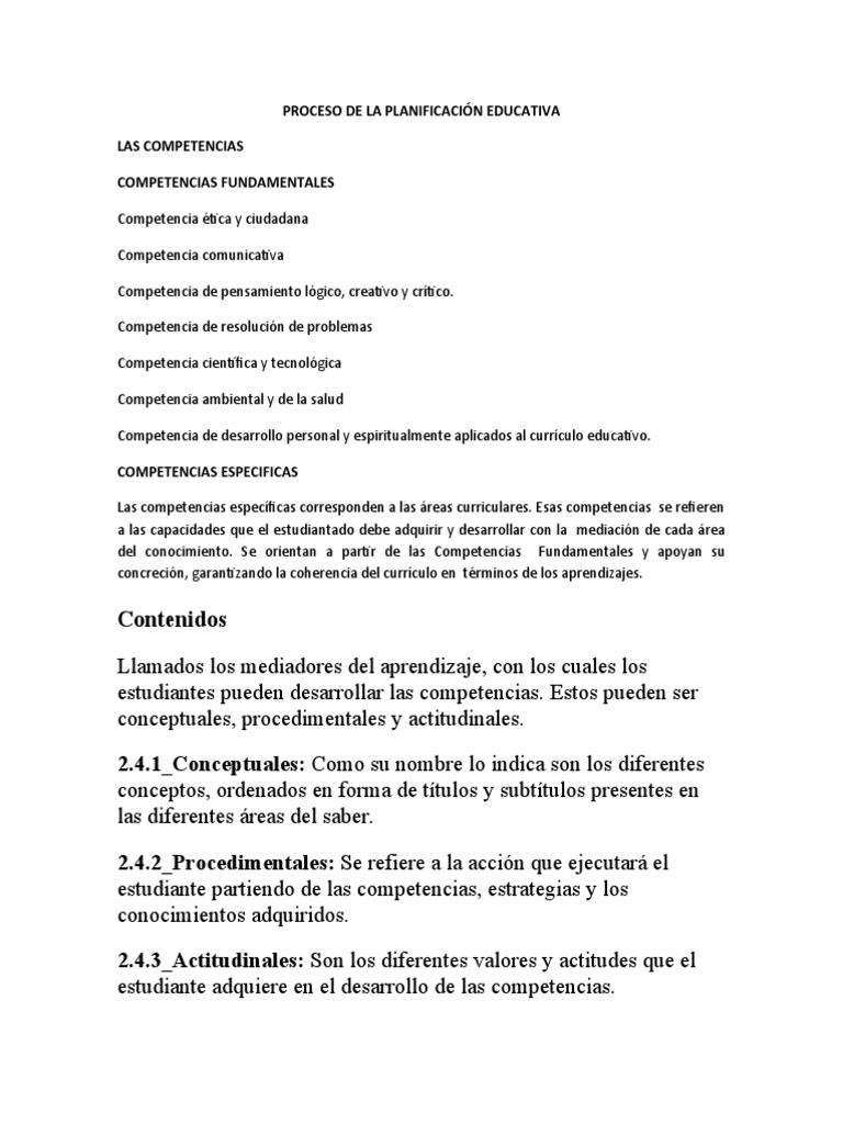 Proceso de La Planificación Educativa | PDF | Plan de estudios ...