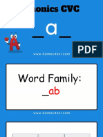 Phonics CVC Letter A Word Family Ab