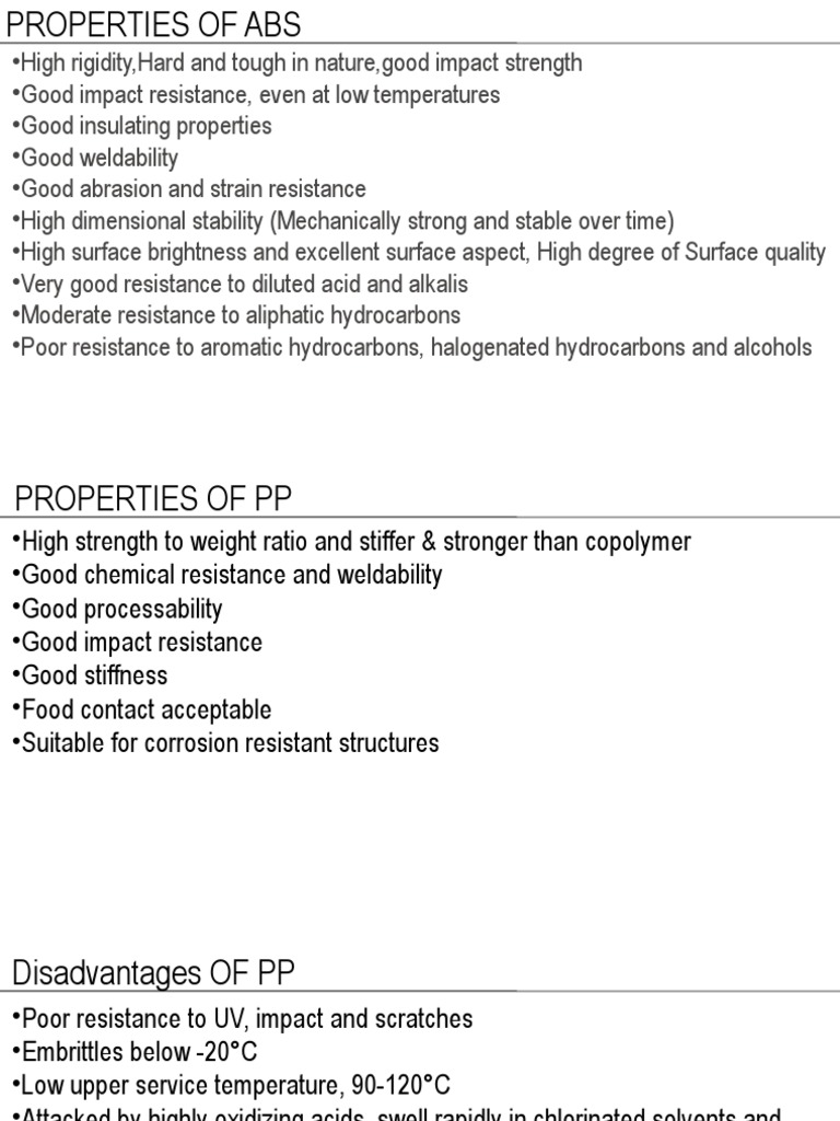 Properties of Plastics PDF Wear Strength Of Materials