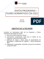 Lineamientos Programas – Planes Normativos Csa 2022