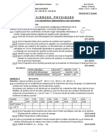 Sciences Physiques: U A D D Durée: 4 Heures O Office Du Baccalaureat Groupe